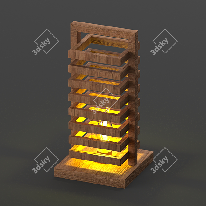 Elegant Wooden Night Lamp 3D model image 1