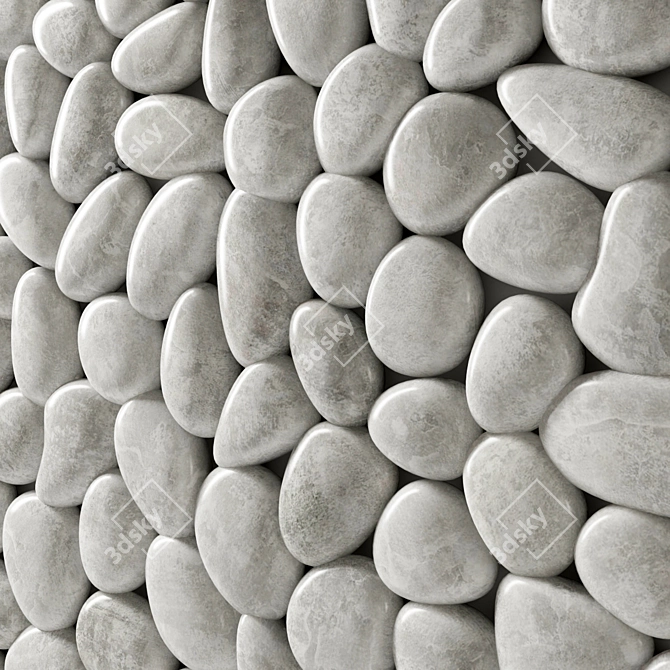 Smooth Pebble Tile for Stylish Bathroom 3D model image 2