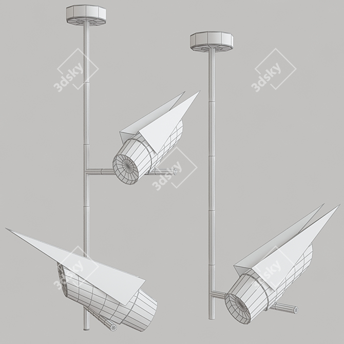 Sleek Track LED Light with Rotatable Cylinder Shape 3D model image 2