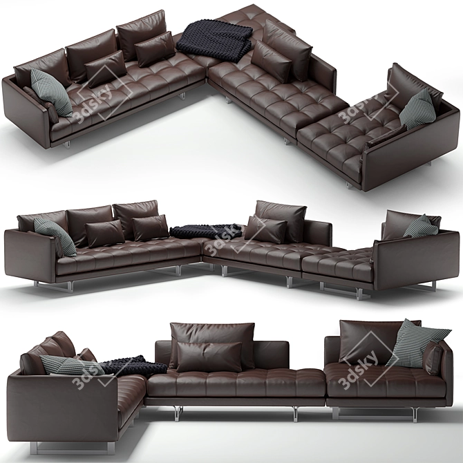 Ultra-Comfort Black Sofa Set 3D model image 1