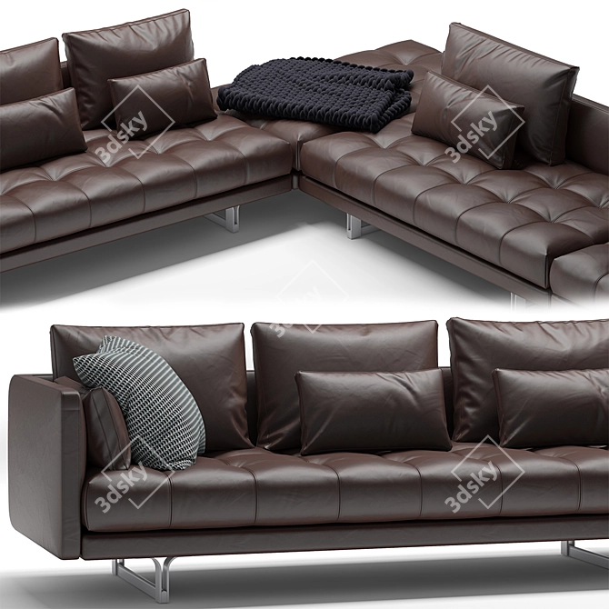 Ultra-Comfort Black Sofa Set 3D model image 2
