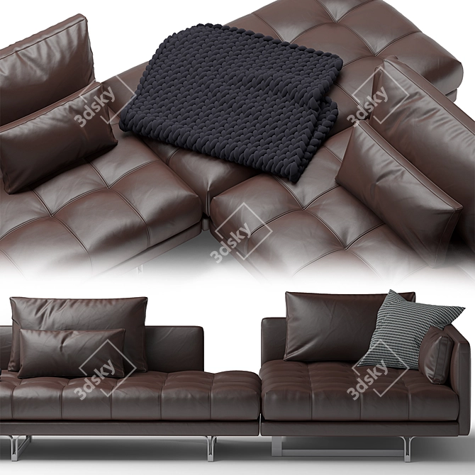 Ultra-Comfort Black Sofa Set 3D model image 4