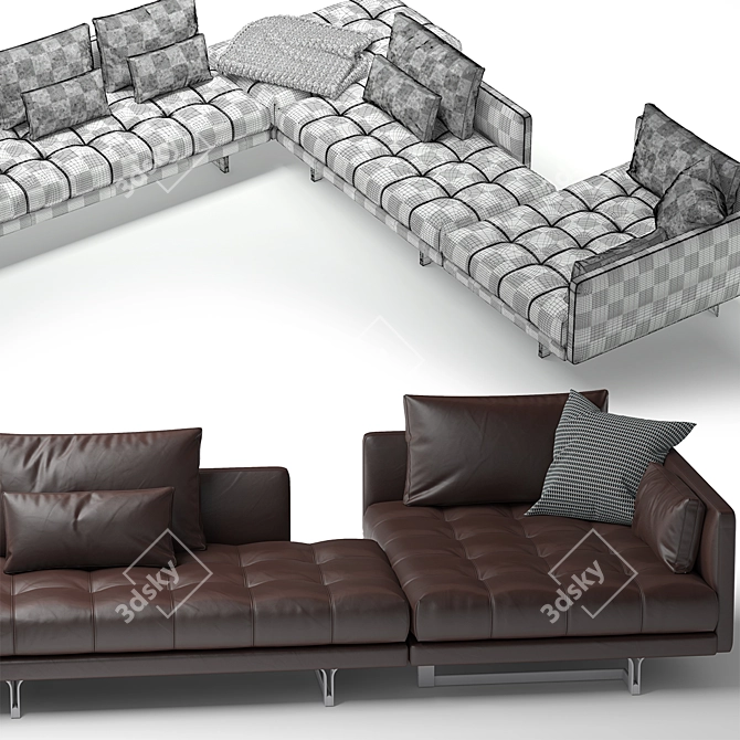 Ultra-Comfort Black Sofa Set 3D model image 5