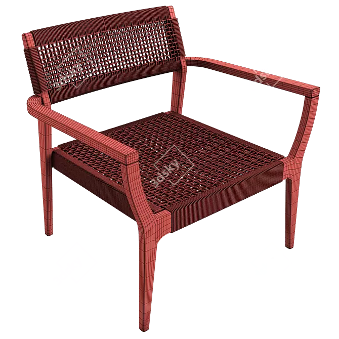 Woven Black Rope Lounge Chair 3D model image 5