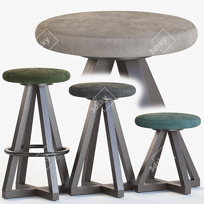 Artless X Stool: Modern Elegance 3D model image 2