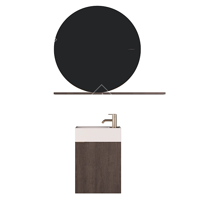 Inbani Facett: Stylish Round Mirror & Compact Basin 3D model image 1