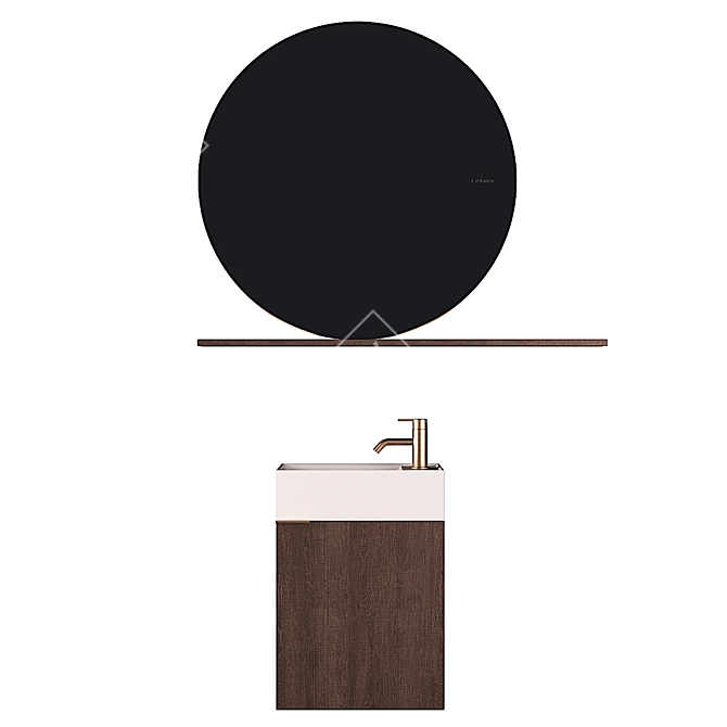 Inbani Facett: Stylish Round Mirror & Compact Basin 3D model image 6