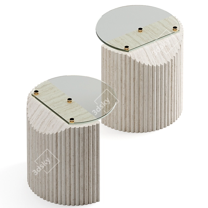 Travertine Modern Side Table: David Nicolas C-031 3D model image 1