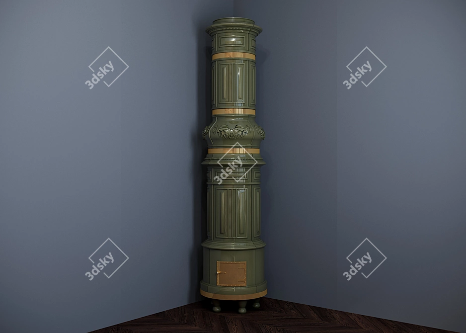 Princess Tiled Round Furnace - Classical Elegance 3D model image 2