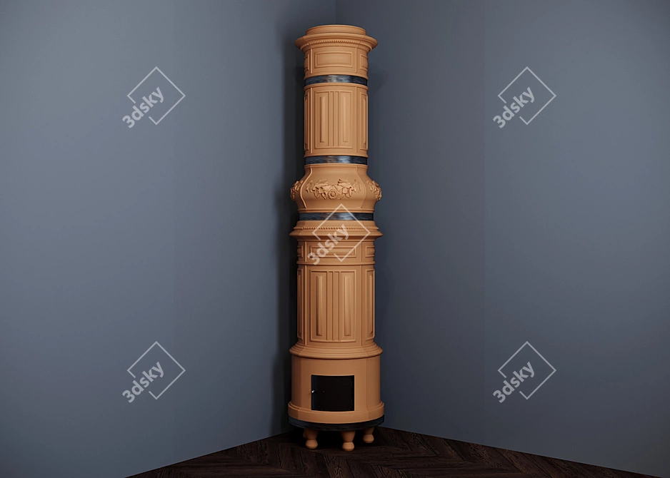 Princess Tiled Round Furnace - Classical Elegance 3D model image 3