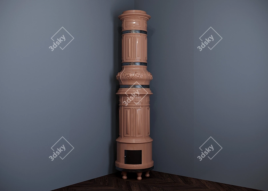 Princess Tiled Round Furnace - Classical Elegance 3D model image 4