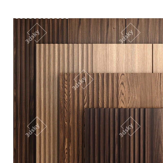 Wooden Panel Set: 4 Textures | 5.0m x 3.0m 3D model image 1