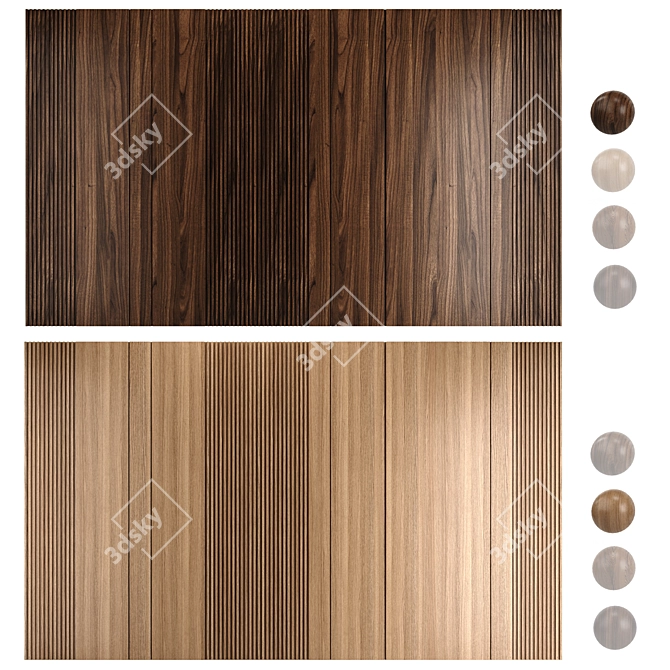 Wooden Panel Set: 4 Textures | 5.0m x 3.0m 3D model image 2