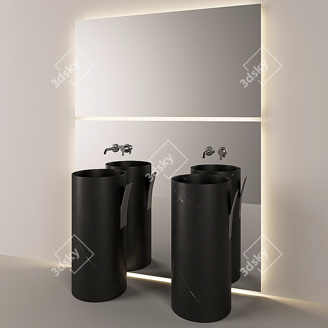 Elegant Black Marble Sink: Inbani Giro 3D model image 2