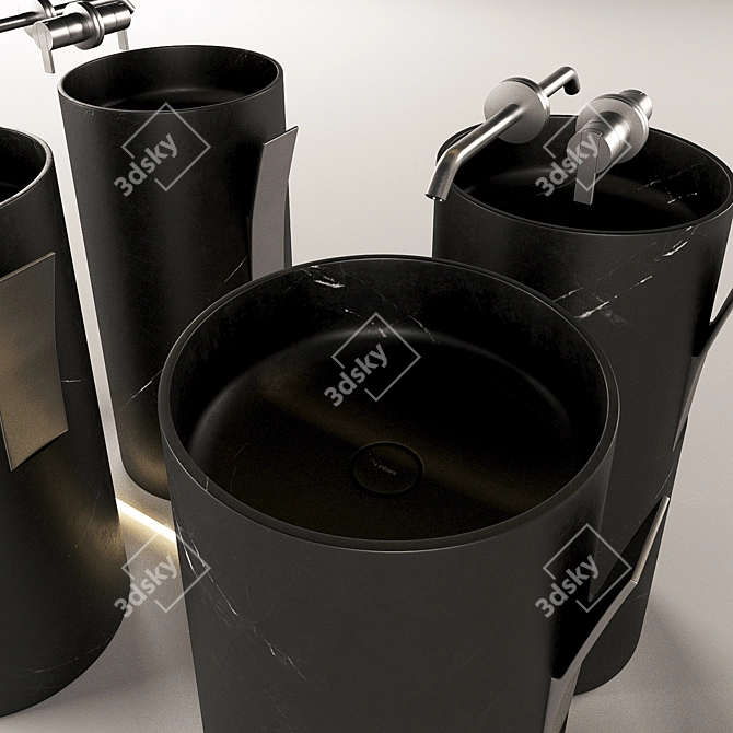 Elegant Black Marble Sink: Inbani Giro 3D model image 3