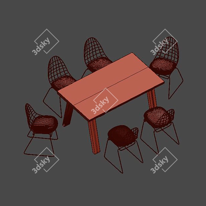 Elegant 4union Dining Set 3D model image 2