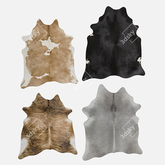 Luxury Cowhide Rug 3D model image 1