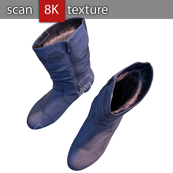 Stylish Leather Winter Boots 3D model image 3