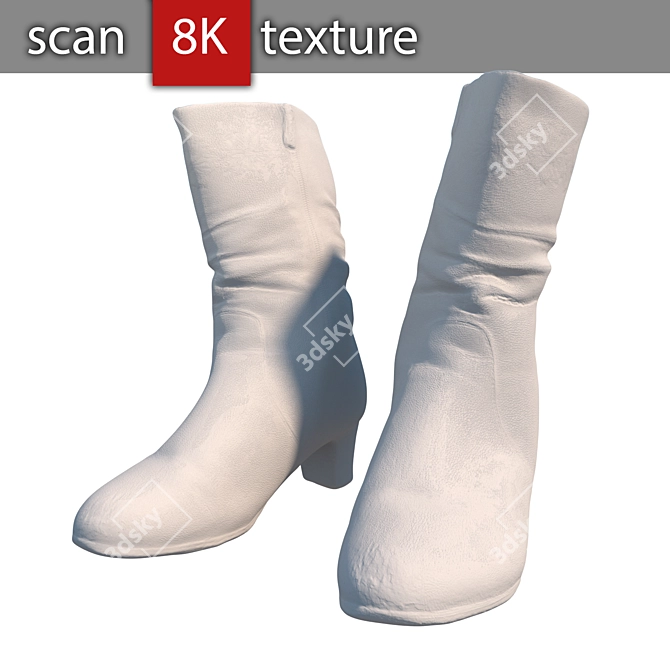 Stylish Leather Winter Boots 3D model image 4