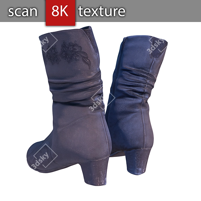 Stylish Leather Winter Boots 3D model image 5