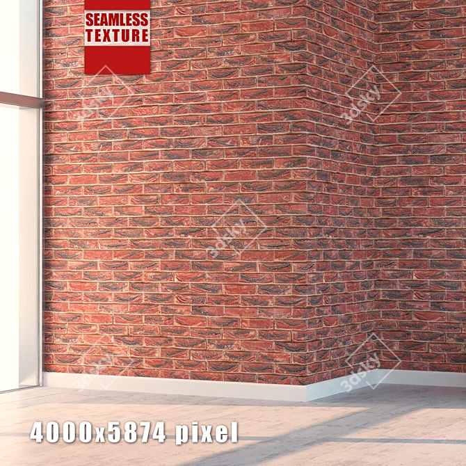 Seamless High Detail Brick 3D model image 1