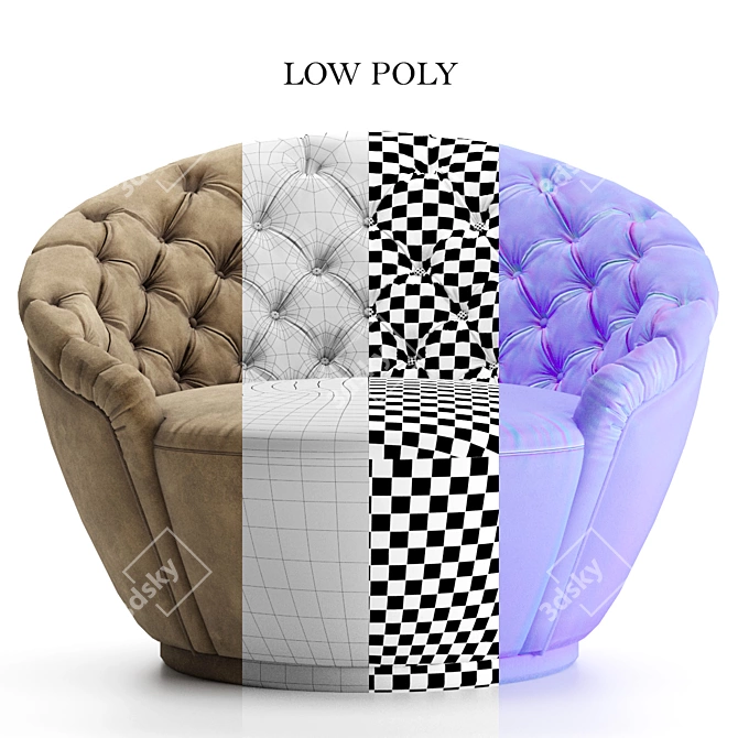 Visionnaire Agon Armchair: High and Low Poly 3D Models 3D model image 3