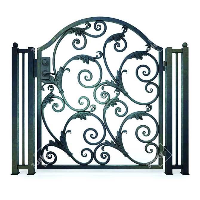 Elegant Iron Entrance Gate 3D model image 1