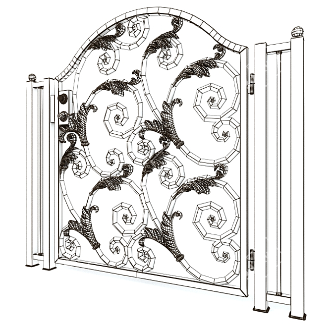 Elegant Iron Entrance Gate 3D model image 3