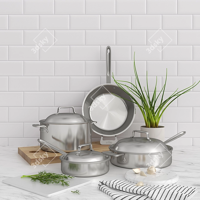 Title: All-Clad Ultimate Cookware Set 3D model image 1