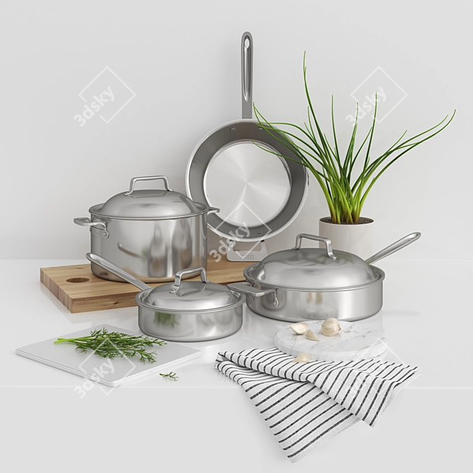 Title: All-Clad Ultimate Cookware Set 3D model image 4