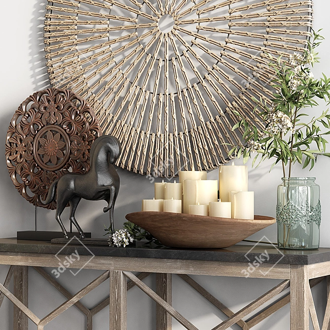 Bluestone Reclaimed Wood Console Table - Rustic Elegance for Your Home 3D model image 7