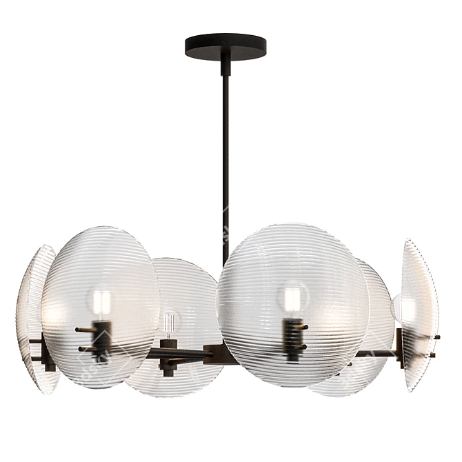 Elegant Glass Disc Chandelier 3D model image 1