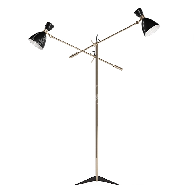 Modern Brass Tripod Floor Lamp 3D model image 1