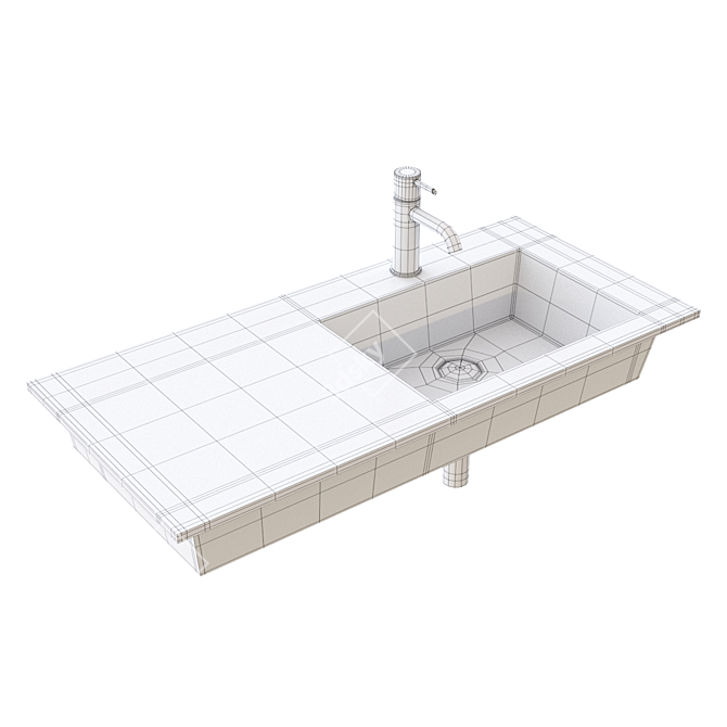 Era Wall-Hung Washbasin - Stylish Ceramic Design 3D model image 5