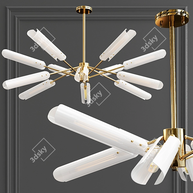 Nerola Gold Metal and Glass Chandelier 3D model image 1