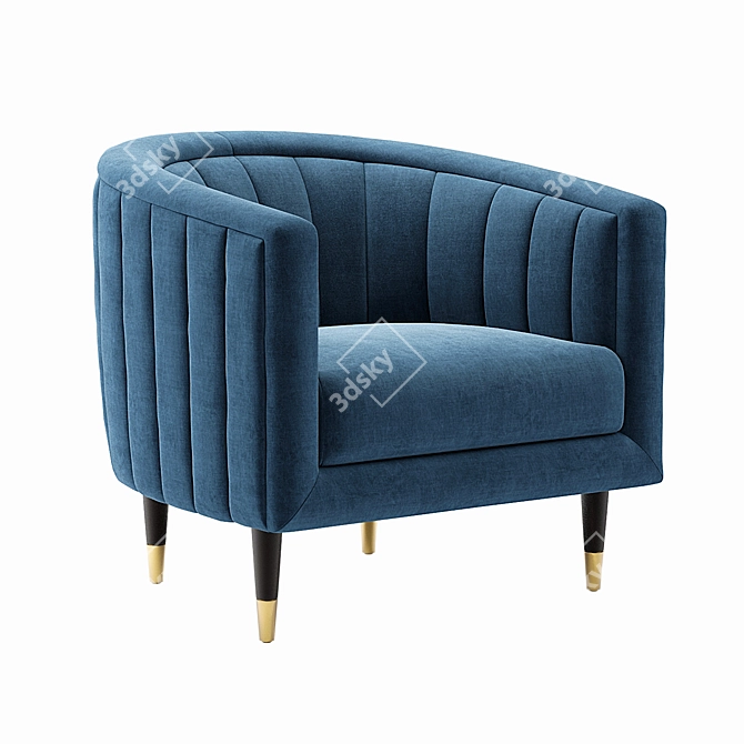 Elegant Juno Fluted Velvet Chair 3D model image 1