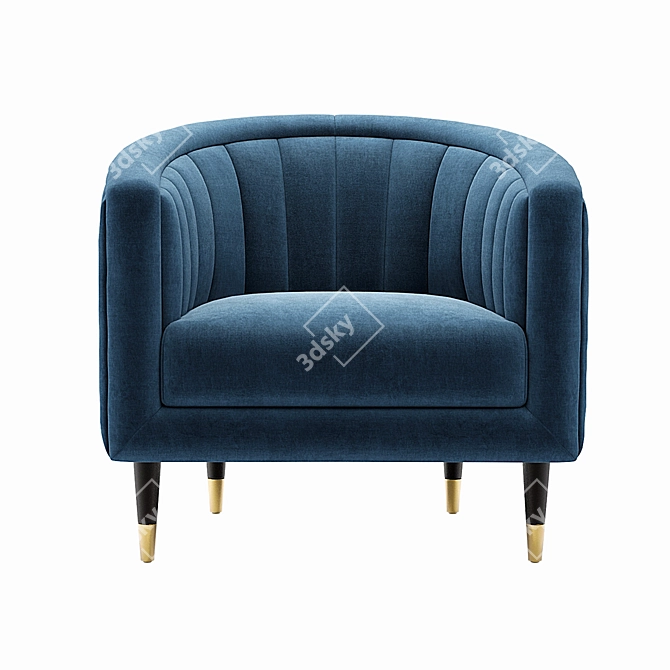 Elegant Juno Fluted Velvet Chair 3D model image 2
