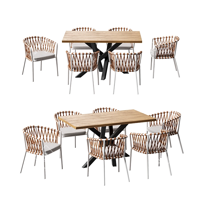 Elegant 4union Dining Set 3D model image 1