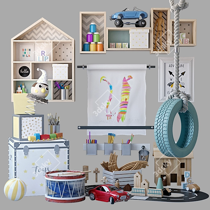 Kids Room Decor Set 3D model image 1