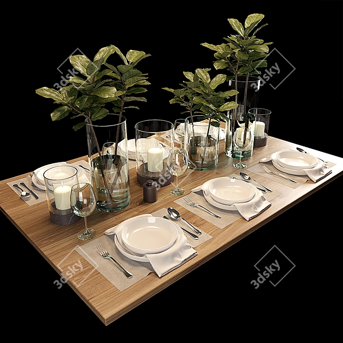 PBR Table Setting Set 3D model image 1