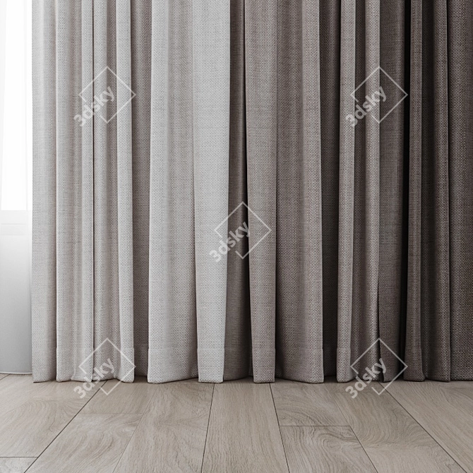 Colorful Curtain Set: 4 Options 3D model image 2