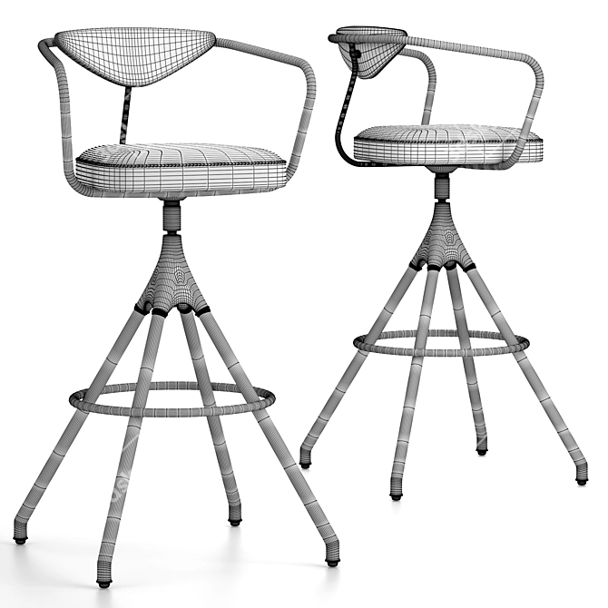 Industrial Leather Bar Stool 3D model image 4