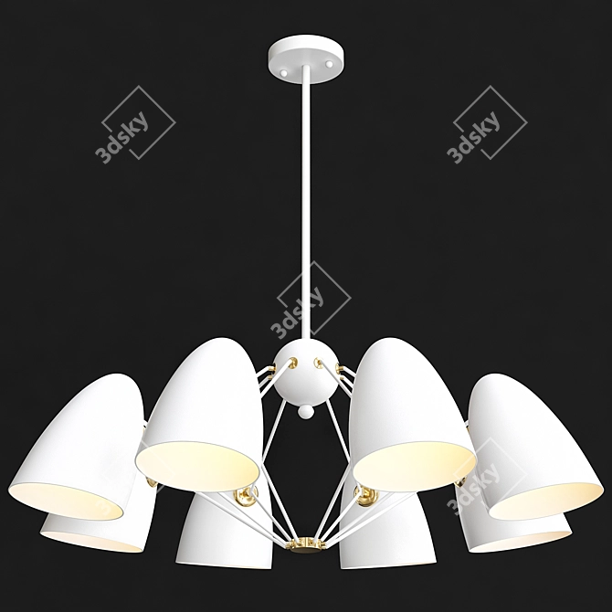 Modern Sputnik Pendant Light in Black & White 3D model image 6