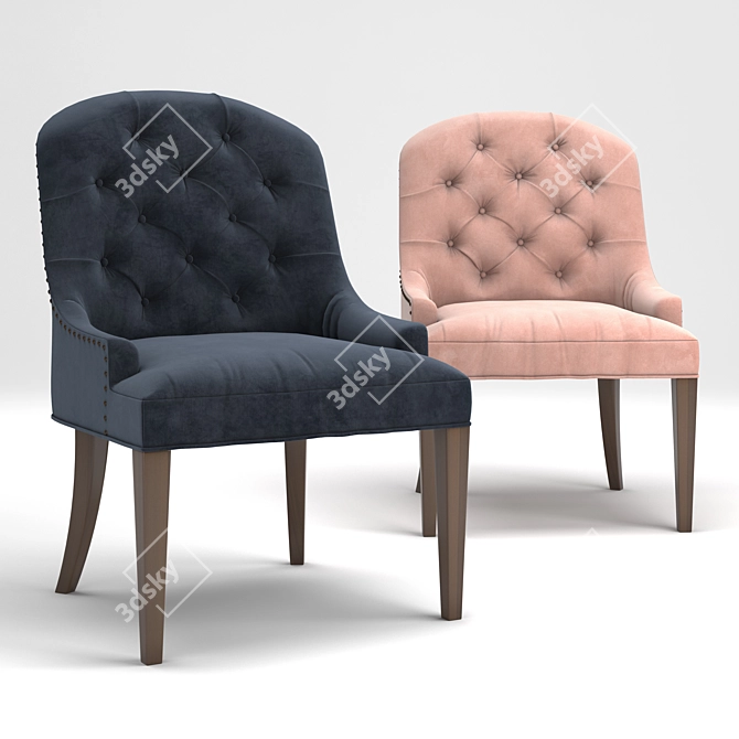 Elegant Lorraine Tufted Chair 3D model image 2