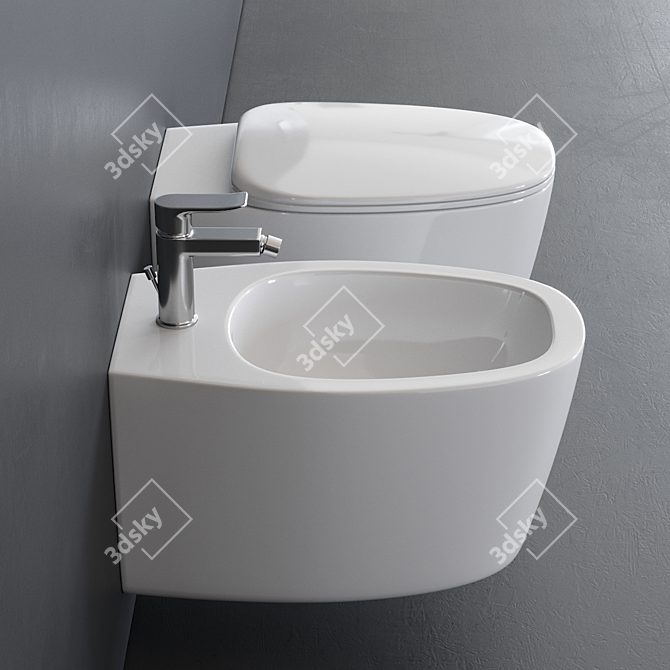 Ideal Standard Dea Wall-Hung WC & Bidet Set 3D model image 2
