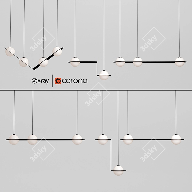 Elegant Laurent Suspension Lights 3D model image 1