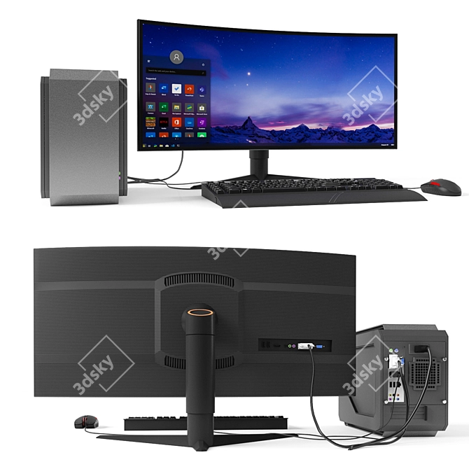 Ultimate Gaming Bundle: Monitor, PC, Mouse, Keyboard 3D model image 3