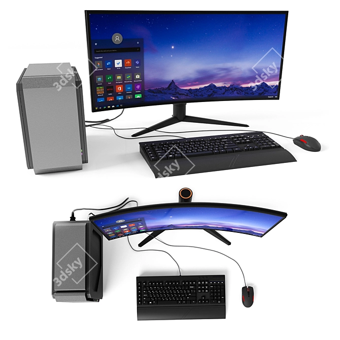 Ultimate Gaming Bundle: Monitor, PC, Mouse, Keyboard 3D model image 4