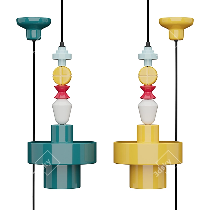 Elegant Ferroluce Deco Lariat Pendant 3D model image 1