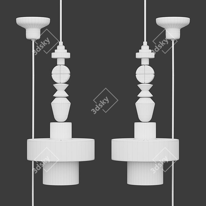 Elegant Ferroluce Deco Lariat Pendant 3D model image 2